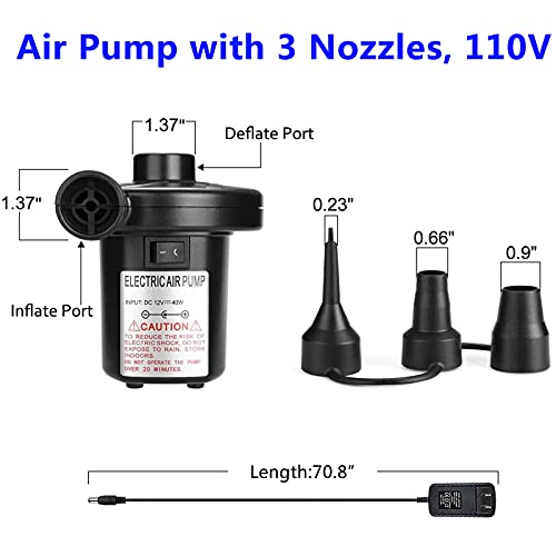 Electric Air Pump, Air Pump with 3 Nozzles, 110V,Inflator/Deflator Pumps for Inflatable Pool for Kids and Adults Kiddie Pool Inflatable Swimming Pool for Kids Pools for Backyard Blow Up Pool Toddlers