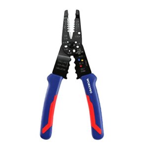 workpro 8-inch wire stripper, multi-tool wire cutter for stripping, cutting and crimping, w091033ae
