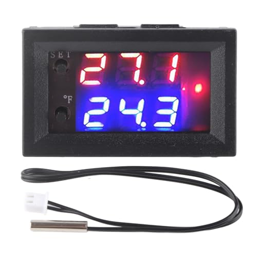 Eujgoov Digital Display Microcomputer Thermostat Temperature Controller Switch Temperature Sensor Microcomputer Thermostat for Air Conditioning System DC12V