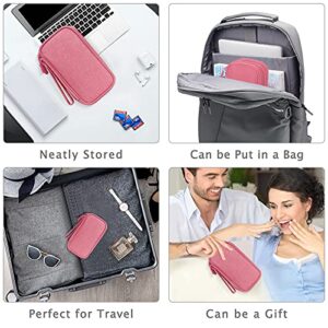 FYY Electronic Organizer, Travel Bag, Pouch, Carry Case Portable Waterproof Double Layers for Cable, Cord, Charger, Phone, Earphone Pink