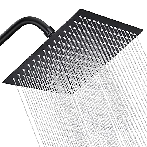 𝑽𝒐𝒏𝒗𝒂𝒏 High Pressure Shower Head, 12" Matte Black Solid Stainless Steel Rain Shower Head,High Flow Ultra-Thin Rainfall Shower Head Easy to Clean & Install,Full Body Coverage Waterfall Showerhead