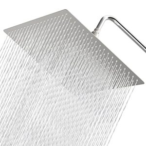 vonvan 𝟭𝟲'' rain shower head, california compliant 1.8 gpm shower heads high pressure, large brushed nickel square shower head, easy install rainfall shower head with anti-clogging silicone nozzles