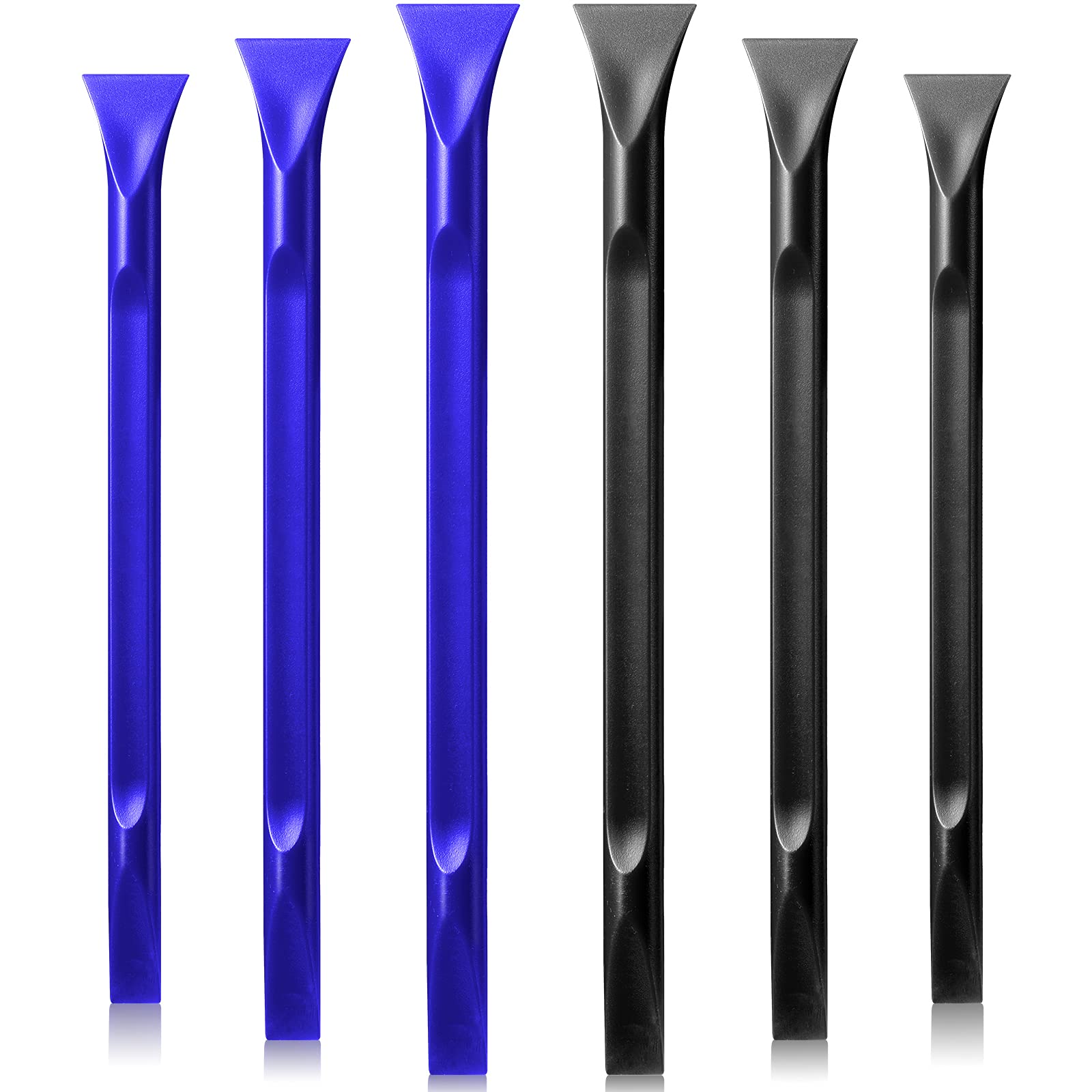 6 Pieces Non-Scratch Plastic Scraper Tool Carbon Fiber Plastic Scraper Multi-Purpose Cleaning Scraper Tool for Cleaning Small and Narrow Spaces, Glass, Label, Stickers, Paint, Food, Etc.(Blue, Black)