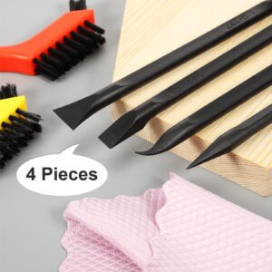 4 Pieces Non-Scratch Plastic Scraper Tool Carbon Scraper Small and Narrow Fiber Plastic Scraper Label Scraper Gum Scraper Multi-Purpose Easy for Tight Spaces, Crevices, Most Surfaces, Black