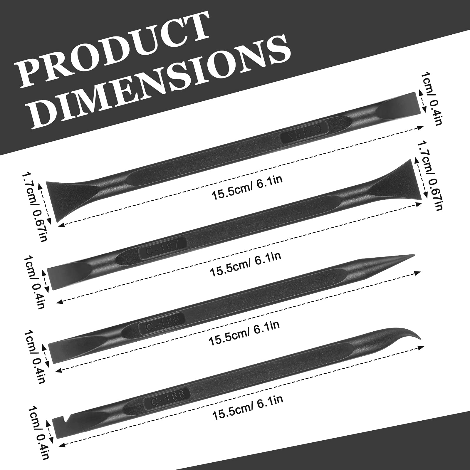 4 Pieces Non-Scratch Plastic Scraper Tool Carbon Scraper Small and Narrow Fiber Plastic Scraper Label Scraper Gum Scraper Multi-Purpose Easy for Tight Spaces, Crevices, Most Surfaces, Black