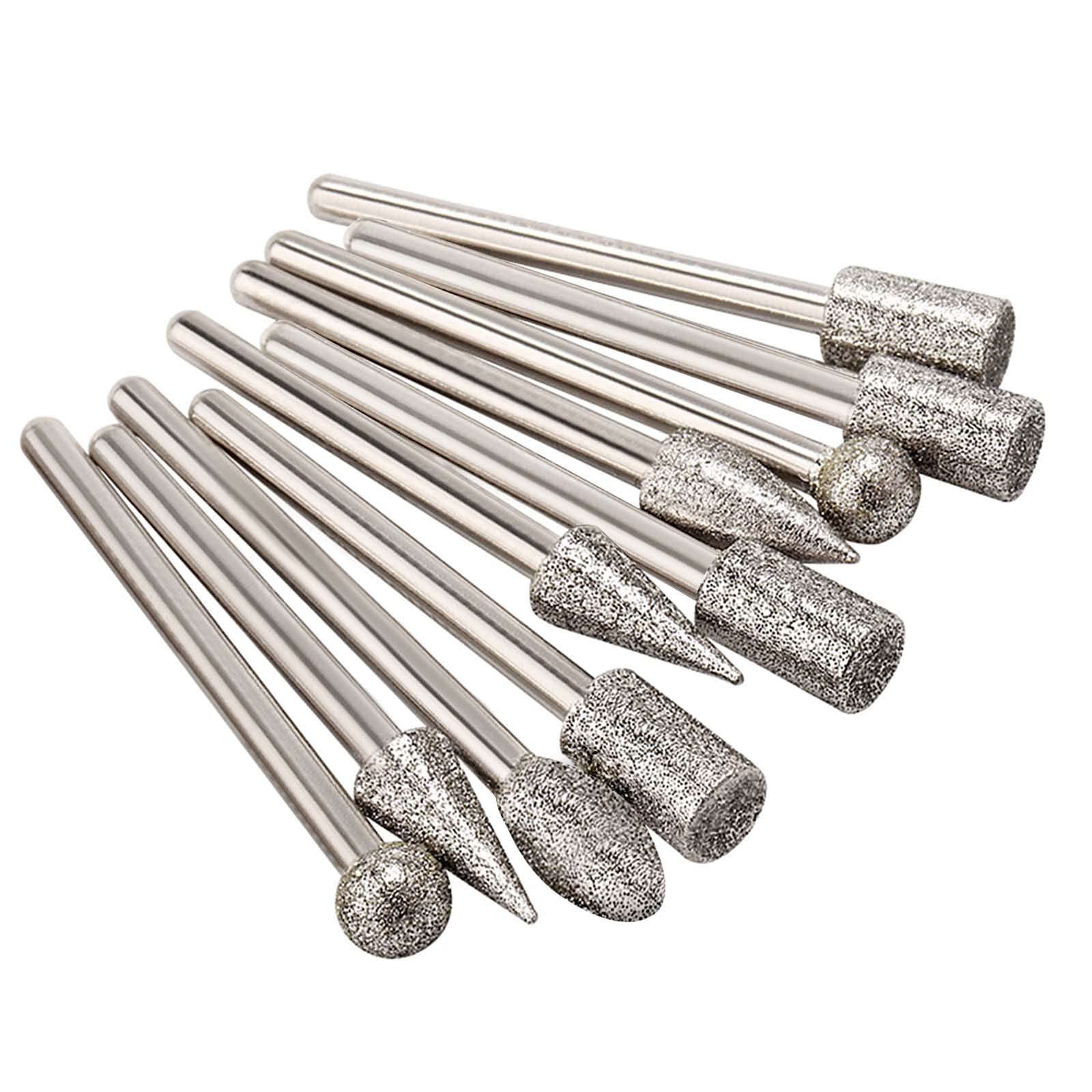 Stone Carving Set Diamond Burr Bits, 20PCS Polishing Kits Rotary Tools Accessories with 1/8’ Shank For Carving, Engraving, Grinding, Polishing Stone, Rocks, Jewelry, Glass, Ceramics