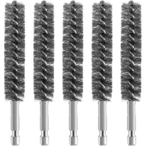 bore brush bristles wire brush for power drill cleaning wire brush with hex shank handle for power drill cleaning wire brush (stainless steel,5 pieces)