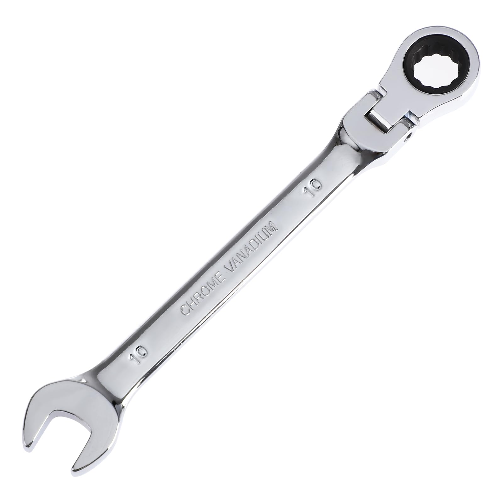 Pilida 10mm Ratchet Wrench Flex Head: Box End Wrench 12Pt| Metric Ratcheting Combination Chrome Vanadium