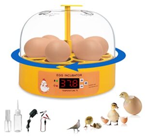 scientree egg incubator, 6 eggs poultry hatching machine with automatic egg turning and temperature control, general digital incubators for hatching chicken duck goose quail birds turkey eggs