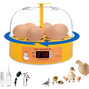 scientree Egg Incubator, 6 Eggs Poultry Hatching Machine with Automatic Egg Turning and Temperature Control, General Digital Incubators for Hatching Chicken Duck Goose Quail Birds Turkey Eggs