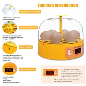 scientree Egg Incubator, 6 Eggs Poultry Hatching Machine with Automatic Egg Turning and Temperature Control, General Digital Incubators for Hatching Chicken Duck Goose Quail Birds Turkey Eggs