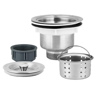 desumg kitchen sink drain strainer assembly, 304 stainless steel sink stopper and removable deep waste basket for 3-1/2 inch commercial kitchen sink