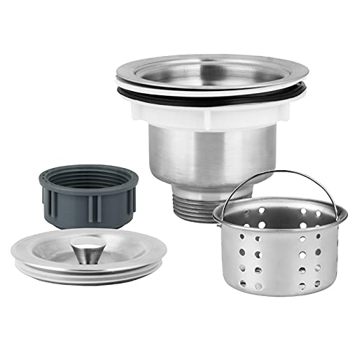 DESUMG Kitchen Sink Drain Strainer Assembly, 304 Stainless Steel Sink Stopper and Removable Deep Waste Basket for 3-1/2 Inch Commercial Kitchen Sink