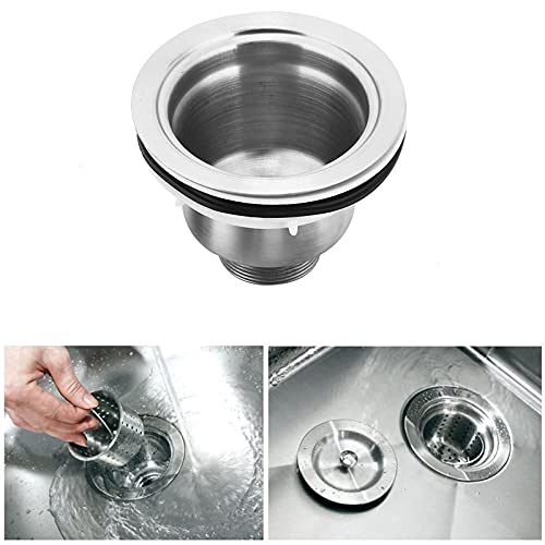 DESUMG Kitchen Sink Drain Strainer Assembly, 304 Stainless Steel Sink Stopper and Removable Deep Waste Basket for 3-1/2 Inch Commercial Kitchen Sink