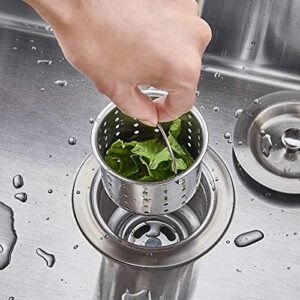 DESUMG Kitchen Sink Drain Strainer Assembly, 304 Stainless Steel Sink Stopper and Removable Deep Waste Basket for 3-1/2 Inch Commercial Kitchen Sink