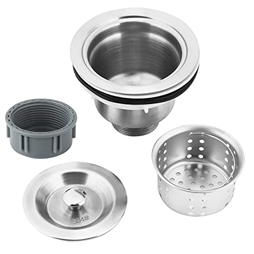 DESUMG Kitchen Sink Drain Strainer Assembly, 304 Stainless Steel Sink Stopper and Removable Deep Waste Basket for 3-1/2 Inch Commercial Kitchen Sink