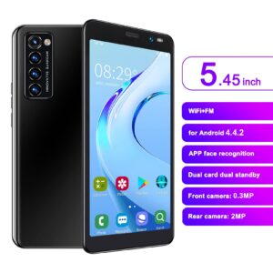 Rino4 Pro Unlock Smartphone, 5.45in HD Full Screen Dual Sim Cards Cell Phones, 1G 8G MTK6572 Mobile Phone with Face Unlock Function for Android(Black)…