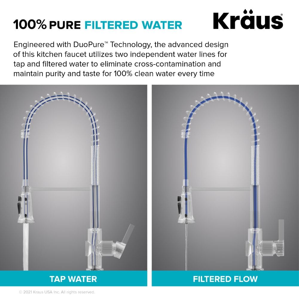 KRAUS Britt 2-in-1 Commercial Style Pull-Down Single Handle Water Filter Kitchen Faucet for Reverse Osmosis or Water Filtration System in Spot Free Stainless Steel, KFF-1691SFS