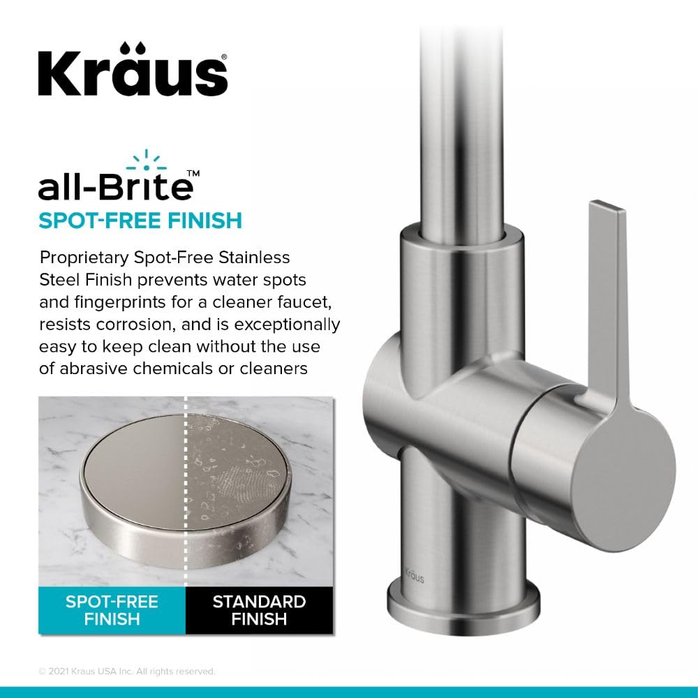 KRAUS Britt 2-in-1 Commercial Style Pull-Down Single Handle Water Filter Kitchen Faucet for Reverse Osmosis or Water Filtration System in Spot Free Stainless Steel, KFF-1691SFS