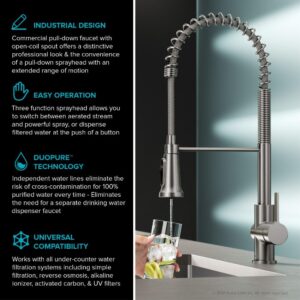 KRAUS Britt 2-in-1 Commercial Style Pull-Down Single Handle Water Filter Kitchen Faucet for Reverse Osmosis or Water Filtration System in Spot Free Stainless Steel, KFF-1691SFS