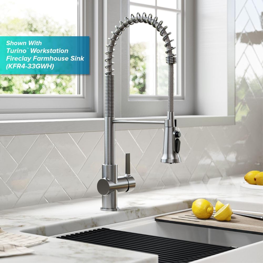 KRAUS Britt 2-in-1 Commercial Style Pull-Down Single Handle Water Filter Kitchen Faucet for Reverse Osmosis or Water Filtration System in Spot Free Stainless Steel, KFF-1691SFS