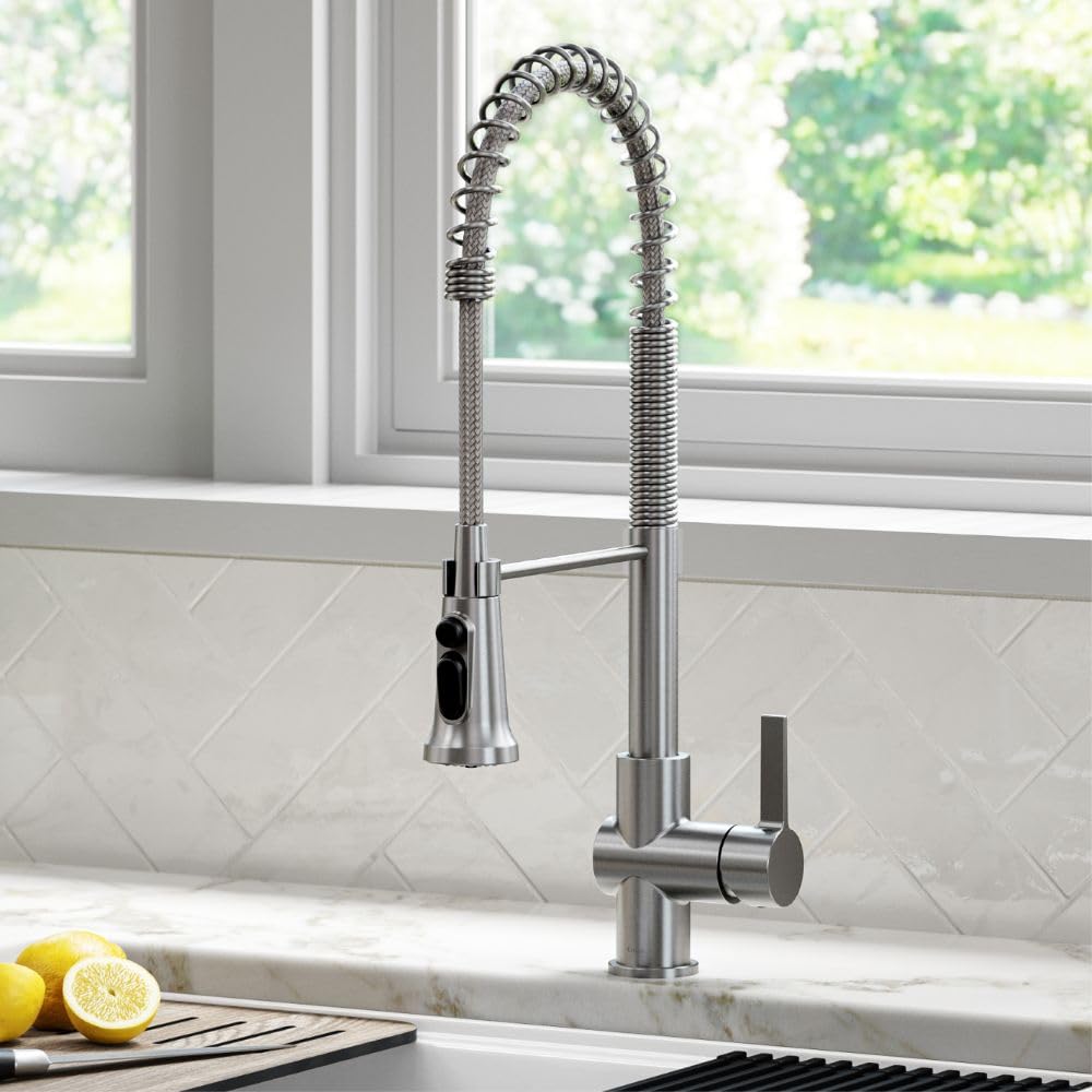 KRAUS Britt 2-in-1 Commercial Style Pull-Down Single Handle Water Filter Kitchen Faucet for Reverse Osmosis or Water Filtration System in Spot Free Stainless Steel, KFF-1691SFS