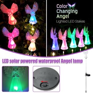 MELDVDIB Solar Angel Lights Outdoor Decorative, Garden Gifts for Your Love, Multi-Color Changing LED Stake Fairy Light with Fiber Optic Power, Yard Patio Lawn Grave Cemetery (Multicolor)