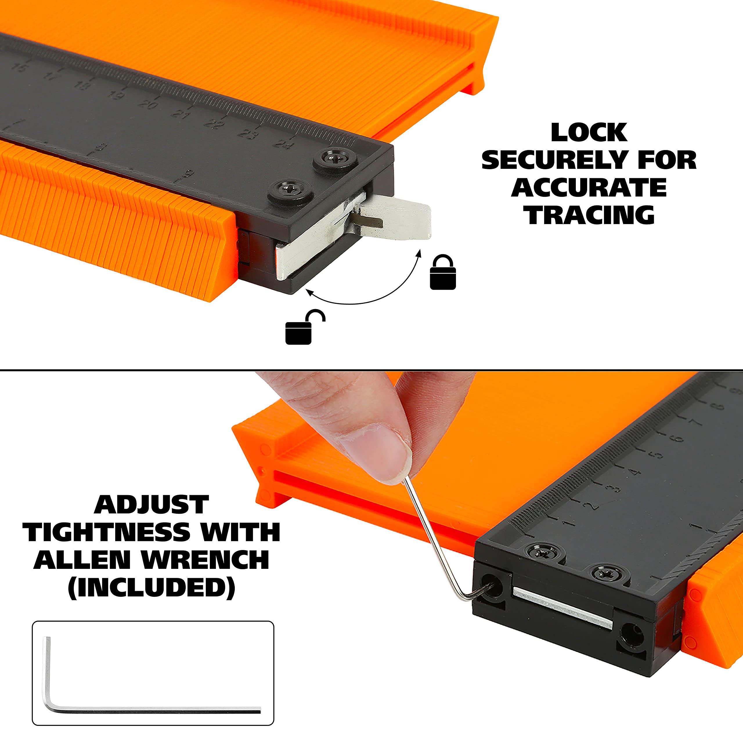 GreatNeck 74592 Contour Gauge Set, 5 and 10 Inch Contour Pack, Contour Duplication Gauge with Lock, Easy Contour Device Forms to Most Shapes, Adjust Tightness