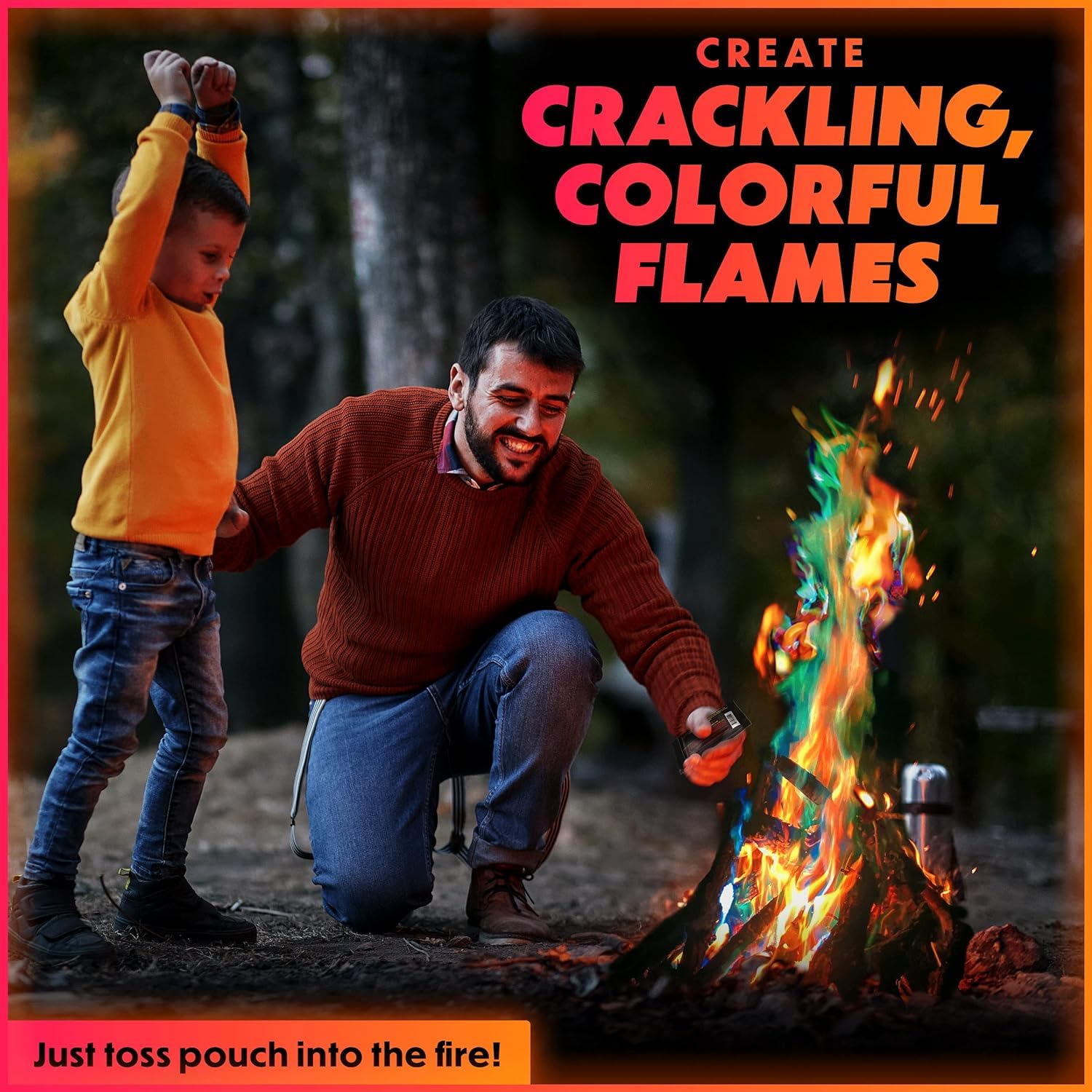 Magical Flames Fire Color Changing Packets for Campfires, Fire Pit, Outdoor Fireplaces - Camping Essentials for Kids & Adults – 12 Pack, Jumbo Flames