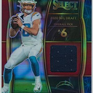 2020 Panini Select Justin Herbert Rookie Red Blue Prizm Game Worn Jersey Patch Card