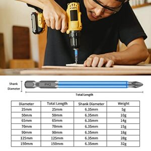 BAYTORY 10-Piece Magnetic Anti-Slip Screwdriver Bits with 1-Piece Magnetize Corrector Tool, 1/4 inch Hex Shank PH2 Phillips Screw Head 25-150mm Long Electric Cross Drill Bit Set