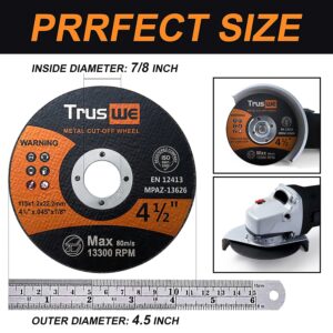 Truswe Cut Off Wheels 52 Pack,4 1/2 Inch,0.45 USD/Pack,Metal and Stainless Steel Cutting Wheel for Angle Grinder,Ultra Thin Cut-Off Wheel Cutting Disc (52 PCS 4-1/2 x .045 x 7/8 inch Cut Off Wheels)