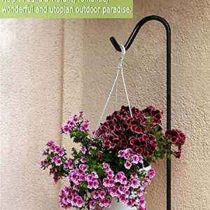 Garbuildman 76 Inch Tall Shepherd Hooks with 5-Forked Base, Adjustable Heavy Duty Bird Feeder Pole Stand Hanger for Outdoor, Shiny Black, 1 Pack