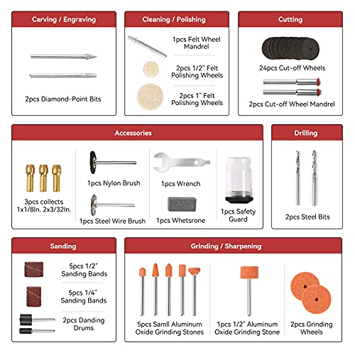 AVID POWER 4V Cordless Rotary Tool with 62Pcs Rotary Accessories Kit, Rechargeable Rotary Tool for Light-duty Crafting, 3-Speed for Carving, Engraving, Sanding and Pets Nail Trimming