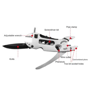 AUNMAS Wrench Multi Tool Handy Pocket Multitool wrench Knife Tool, Adjustable Wrench Screwdriver Bits Pliers Survival Emergency Gear Assembly