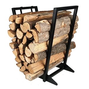 junshuo firewood rack indoor (22inch/v-shape) outdoor fireplace firewood holder with side kindling rack，assemblable log rack wood holder