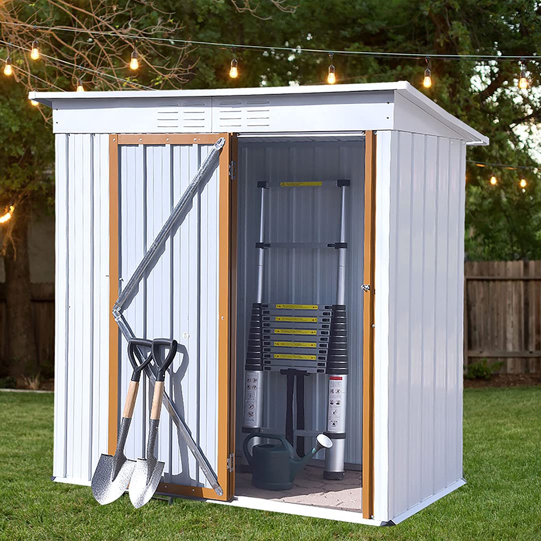 Outdoor Shed 5 x 3 FT Outdoor Storage Sheds,Metal Sheds Outdoor Storage for Patio Lawn Backyard,Perfect to Store Garden Tools,Bike Accessories,Lawn Mower(No Floor Included)