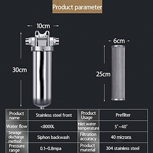 CJGS Prefilter Filtration,40 Micron Pre-Filtratio,Whole House Water Purifier- Well Water Sediment Filter Can Improve The Water Supply System of The Entire Family - 8000L Large-Flow