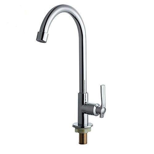 WJEF High Arc Rotary Brass Faucet Cold Water Tap Single Lever One Hole Sink Faucets for Kitchen, Bar, Patio and Outdoor, Chrome, Silver