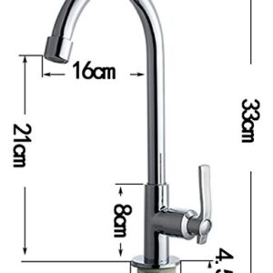 WJEF High Arc Rotary Brass Faucet Cold Water Tap Single Lever One Hole Sink Faucets for Kitchen, Bar, Patio and Outdoor, Chrome, Silver