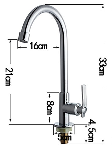 WJEF High Arc Rotary Brass Faucet Cold Water Tap Single Lever One Hole Sink Faucets for Kitchen, Bar, Patio and Outdoor, Chrome, Silver