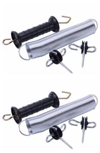 qmark electric fence gate kit, electric fence handle set, spring gate handle set with 16 feet tension spring 2 corner ends 1 black handle(2 pack)