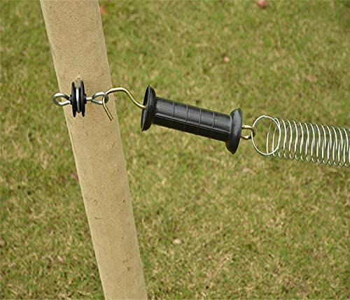 QMARK Electric Fence Gate Kit, Electric Fence Handle Set, Spring Gate Handle Set with 16 feet Tension Spring 2 Corner Ends 1 Black Handle(2 Pack)