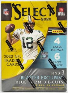 2020 panini select football 6-pack blaster box (blue prizms) nfl trading cards