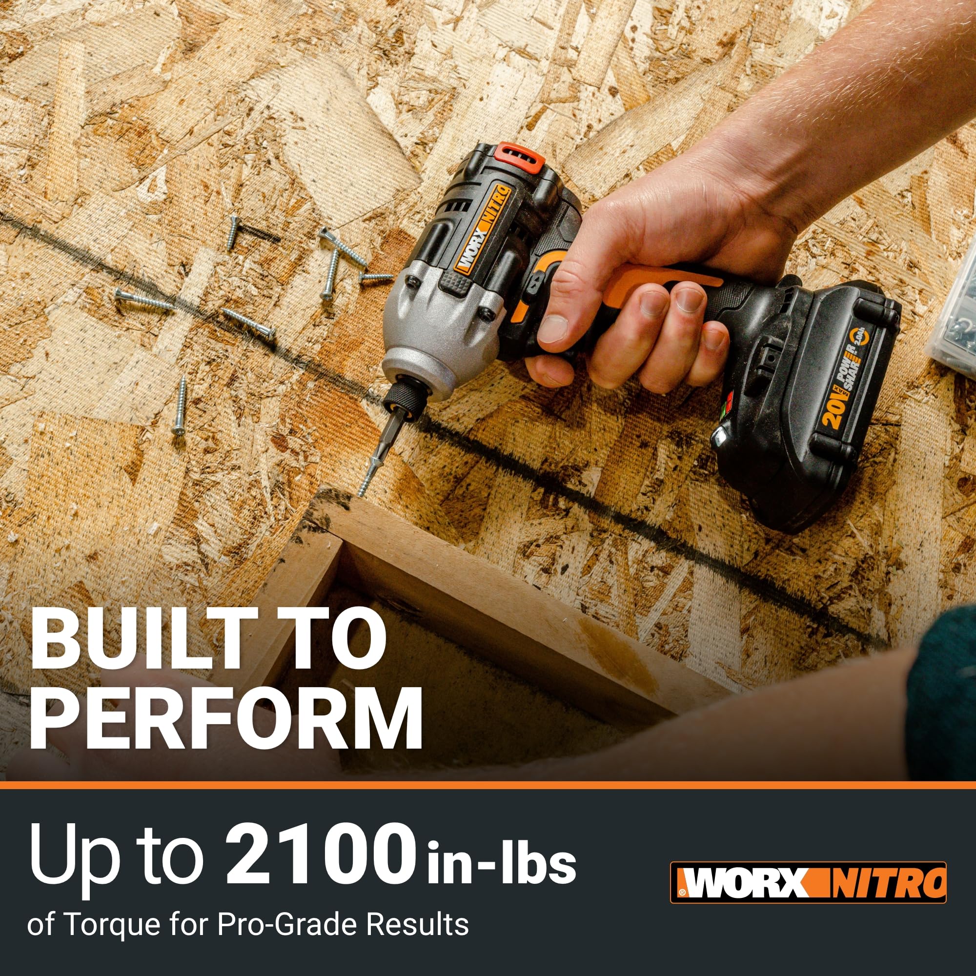 Worx Nitro 20V Impact Driver and Drill Driver with Brushless Motor, Drill Set with Storage Bag, Compact Drill and Driver Combo, Power Share Compatible WX960L – Batteries & Charger Included