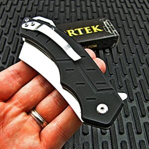 VORTEK Pocket Cleaver Knife: Ball Bearing Pivot, 8Cr13MoV Razor Sharp Cleaver Blade, Ultra Smooth Opening, Non-Slip G10 Handles, Heavy Duty Construction Built Tough