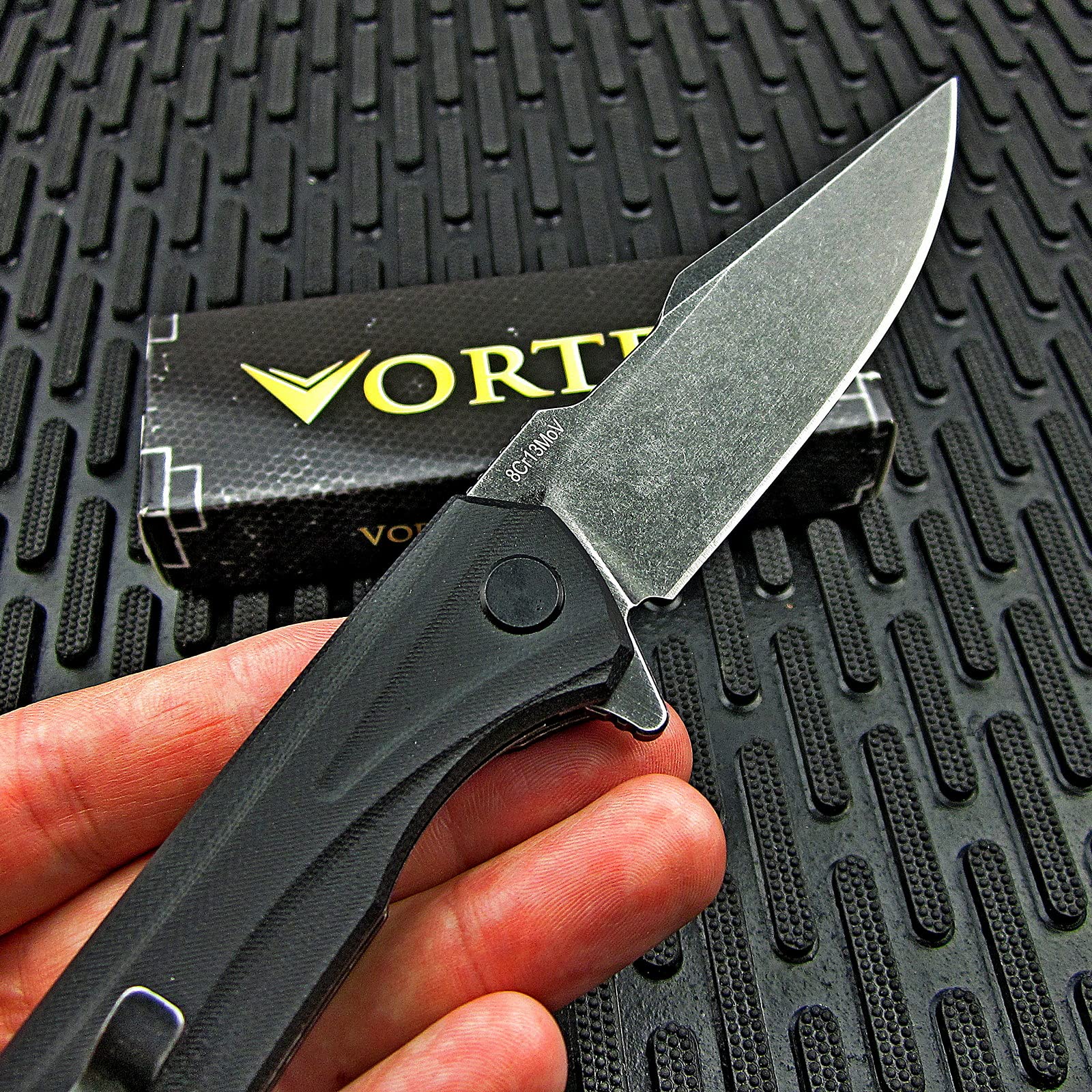 VORTEK DropShot EDC Folding Pocket Knife: Ball Bearing Pivot, 8Cr13MoV Blade, Deep Carry Pocket Clip, Smooth Fast Everyday