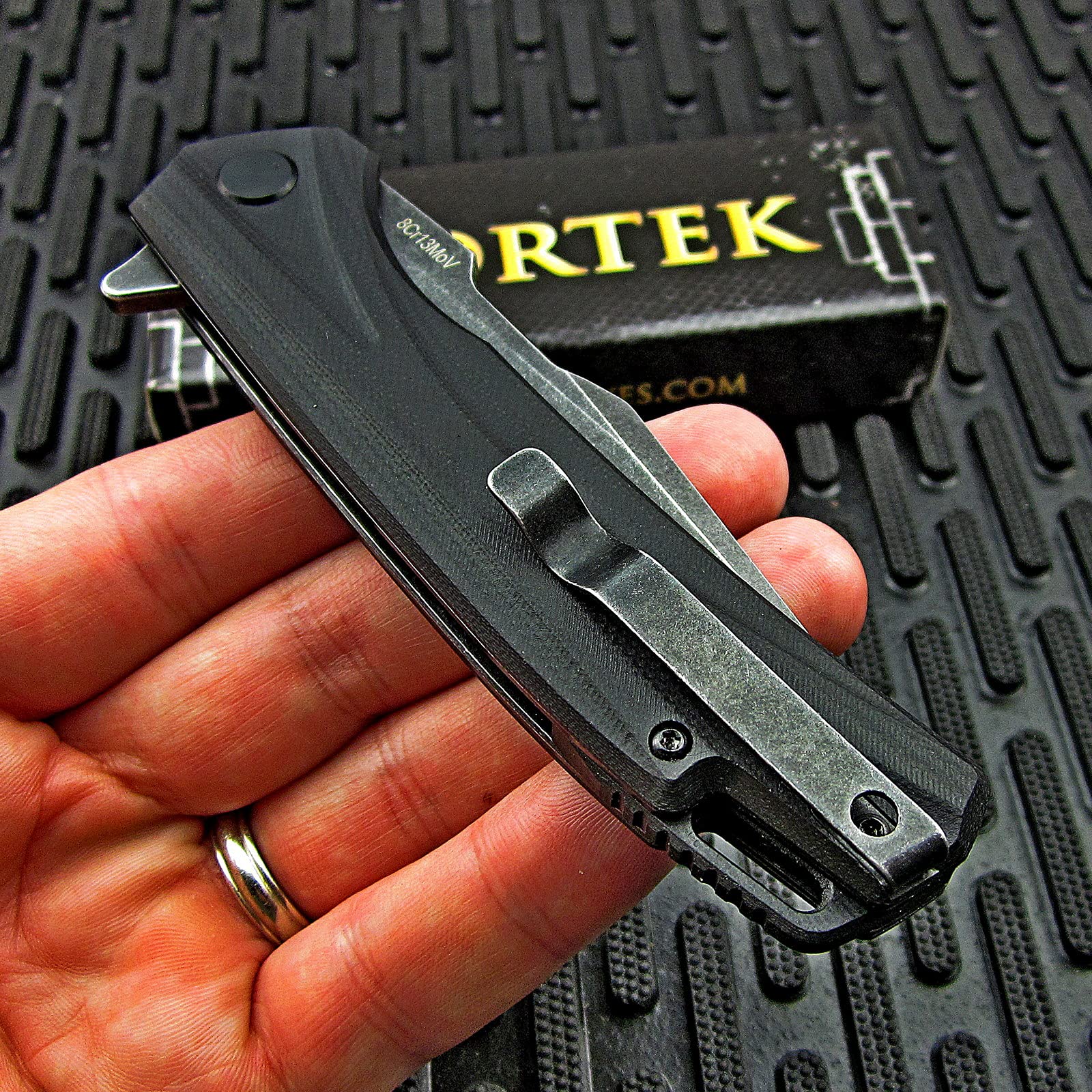 VORTEK DropShot EDC Folding Pocket Knife: Ball Bearing Pivot, 8Cr13MoV Blade, Deep Carry Pocket Clip, Smooth Fast Everyday