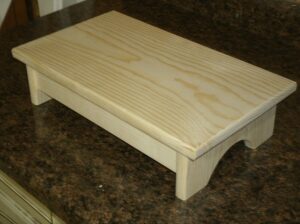 handmade 4" unfinished pine wooden step stool, wooden step stool, step stool, rustic wooden step stool