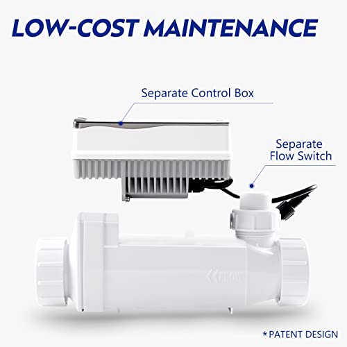 Replacement Salt Cell for Pool- Compatible with Pentair Intellichlor IC40, Independent Flow Switch and Control Box, Up to 40K gallons Salt Pools, 2 Year USA Limited Warranty, BLPTC 40P